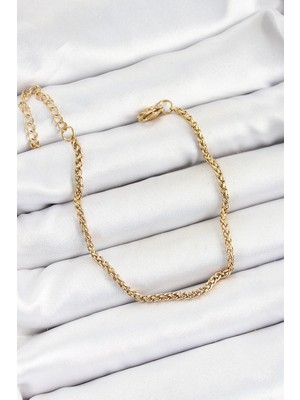 Store Mania Ieg™ 316L Çelik Gold Renk Örgü Burgu Zincir Erkek Bileklik - TJ-EB3729