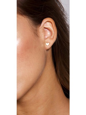 Wind Silver Çivii Kalp Küpe 925 Ayar