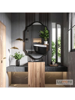 Lumora Mirror Design Zayne Modern Siyah Boyalı Mdf Çerçeveli Dekoratif Ayna