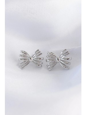 Shopwave Pirinç Gümüş Renk Fiyonk Küpe