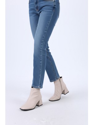 Lolyvibe Günlük Kullanım Topuklu Yandan Fermuarlı Siyah Kadın Bot