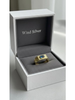 Wind Silver Luxury Lacivert Taşlı Tasarım Yüzük 925 Ayar Ayarlı