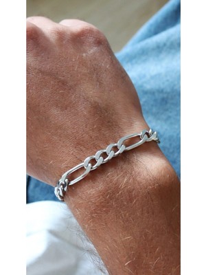 Wind Silver Kalın Ultra Figaro Bileklik 925 Ayar