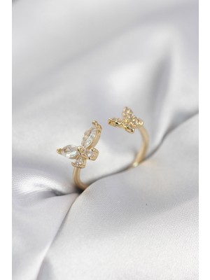 Store Mania Ieg™ Model Zirkon Taşlı Gold Renk Kadın Yüzük - TJ-BYK4078