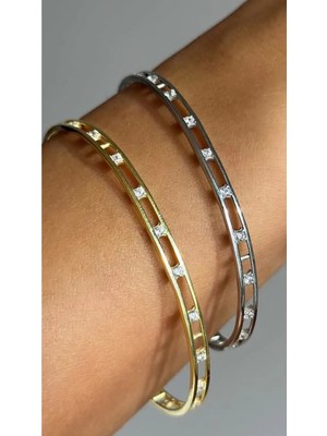 Wind Silver Taşlı Bilezik Ayarlı 925 Ayar