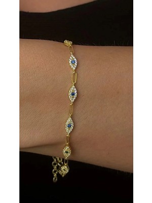 Wind Silver Lacivert Taşlı Nazar Bileklik 925 Ayar