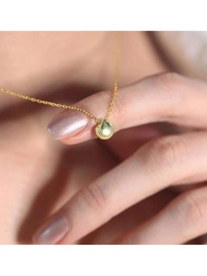 Wind Silver Kadın Sarı Minimal Midye 925 Ayar Gümüş Kolye