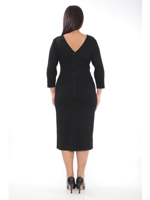 Ferz Büyük Beden Siyah Elbise