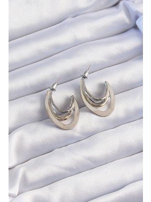 Store Mania Ieg™ Pirinç Gold Gümüş Renkli Düz Plaka Halka Küpe - TJ-BKP9229