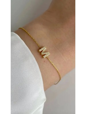 Wind Silver Özel Taşlı Harfini Seç Bilekliği 925 Ayar