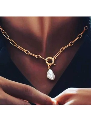 Wind Silver Kadın Gold 925 Ayar Gümüş Inci Taşlı Halka Tasarım Kolye