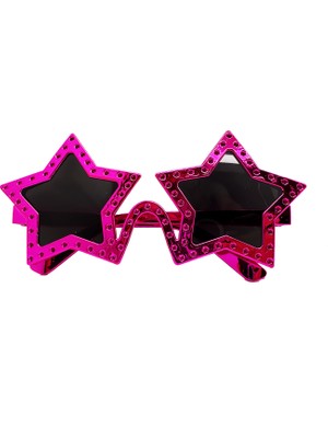 Store Mania Ieg™ Fuşya Renk Yıldız Şekil Parti Gözlüğü Retro 16X7 cm