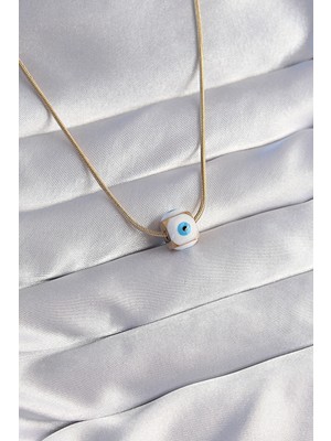 Shopwave 316L Çelik Gold Renk Mineli Nazar Model Kolye