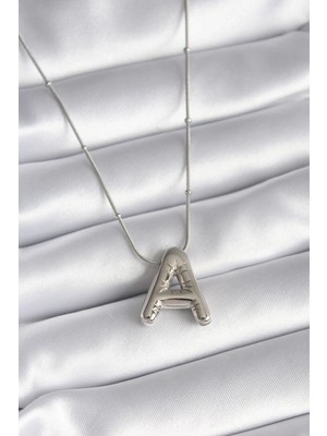 Shopwave 316L Çelik Gümüş Renk Bubble "a" Harf Model Kadın Kolye