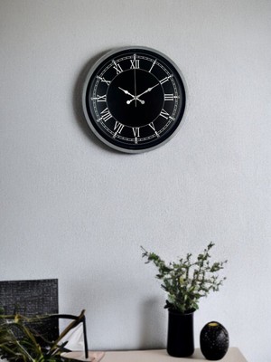 Alpotekno 36 Cm Gri Roma Rakamlı Zarif Duvar Saati