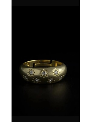 Wind Silver Luxury Yıldız Bombeli Yüzük 925 Ayar