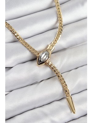Store Mania Ieg™ Pirinç Asansörlü Yılan Model Gold Renk Kadın Kolye - TJ-BKO10433