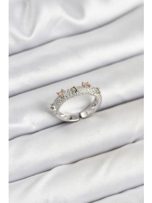 Store Mania Ieg™ Pirinç Gümüş Renk Zirkon Taşlı Vintage Kadın Yüzük - TJ-BYK3833