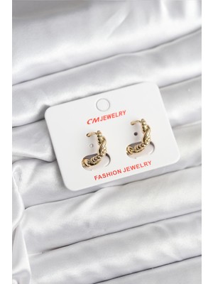 Store Mania Ieg™ 14K Gold Renk Kaplama Burgu Model cm Kadın Küpe - TJ-BKP11402