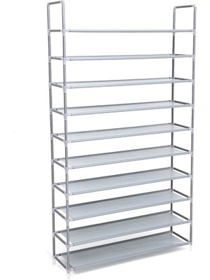 Astera 10 Katlı Gri Ayakkabı Rafı. 100X29X175 cm Geniş Kapasiteli Düzenleyici.