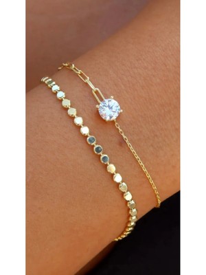 Wind Silver Tek Taş ve Top Top Bilekliğin Buluşumu 925 Ayar