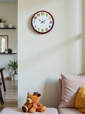 Alpotekno 36 Cm Kırmızı Çocuk Odası Duvar Saati