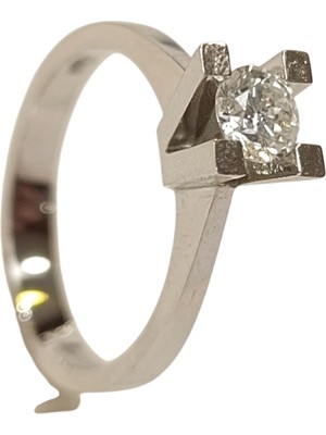 Genel 0.41CT F Color Tek Taş Pırlanta Yüzük 14 Ayar Altın Hd Videolu