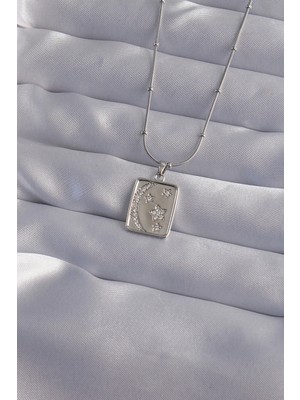 Shopwave 316L Çelik Zincir Gümüş Renk Zirkon Taşlı Ay Yıldız Figürlü Tarot Kolye