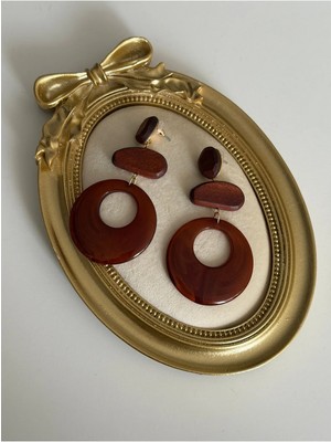 Ahşap Tasarım Sallantılı Vintage Küpe