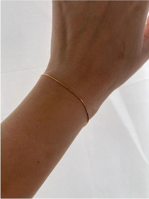Wind Silver 925 Ayar Gümüş Ince Italyan Gold Bileklik