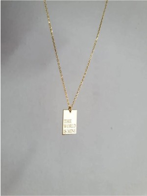 Wind Silver 925 Ayar Gümüş Tasarım The World Is Mine Yazılı Kolye