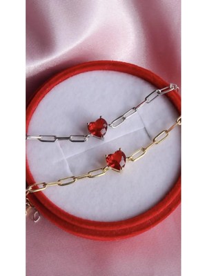 Wind Silver Kırmızı Zirkon Taş Bileklikler 925 Ayar