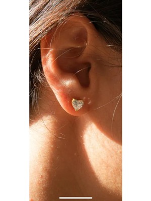 Wind Silver Kalp Küpe Zirkonyum 925 Ayar