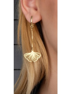 Wind Silver Ginkgo Biloba Küpe 925 Ayar