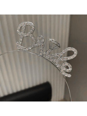 Store Mania Ieg™ Gümüş Renkli Taşlı “bride” Gelin Tacı – El Yazısı Yazı Tipiyle