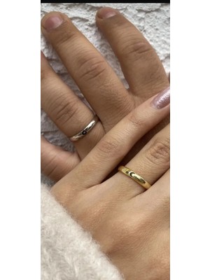 Wind Silver Ay Güneş Ayarlı Çift Yüzükleri 925 Ayar