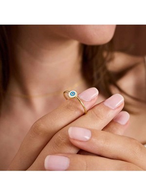 Wind Silver Nazar Yuvarlak Yüzük 925 Ayar