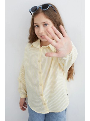 FullaModa Çizgili Salaş Kız Çocuk Gömlek