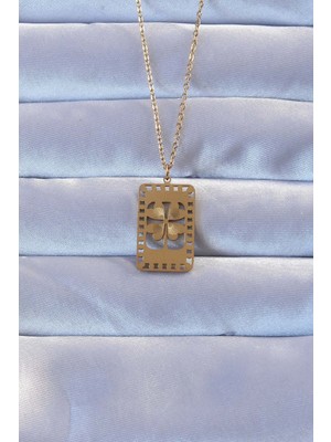 Store Mania Ieg™ 316L Altın Renk Işlemeli Yonca Model Vintage Kolye - TJ-BKO9267