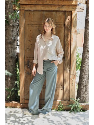 FullaModa Basic Tek Cepli Oversize Gömlek