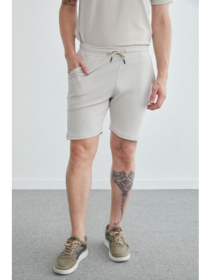 FullaModa Beli Lastikli Fitilli Şort