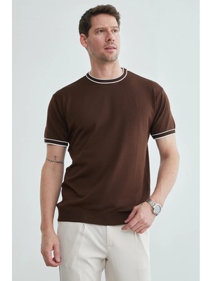 FullaModa Biyeli Bisiklet Yaka Triko Tişört