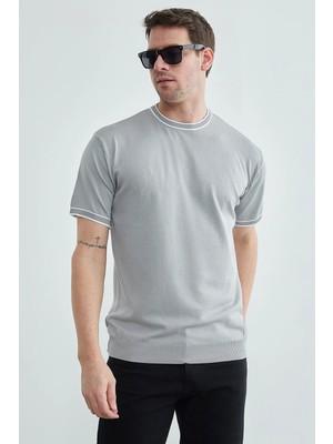 FullaModa Biyeli Bisiklet Yaka Triko Tişört