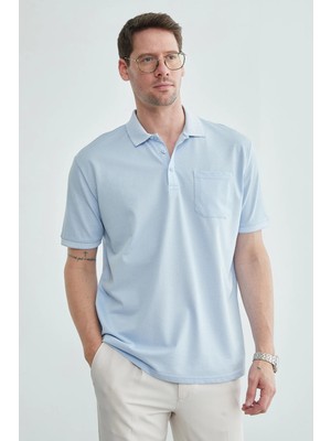 FullaModa Düğmeli Tek Cepli Polo Yaka  Tişört