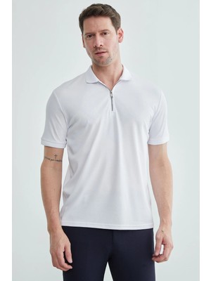 FullaModa Yarım Fermuarlı Polo Yaka Tişört