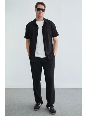 FullaModa Basic Düğmeli Kısa Kol Gömlek