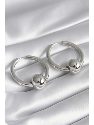 Shopwave Pirinç Gümüş Renk Halka Top Model Kadın Küpe