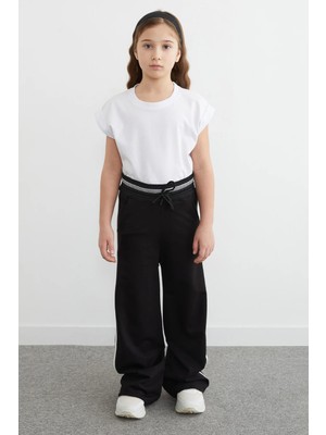 FullaModa Biyeli Beli Lastikli Kız Çocuk Eşofman Altı