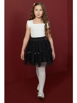 FullaModa Beli Lastikli Fiyonklu Kız Çocuk Tül Etek
