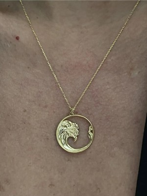 Wind Silver 925 Ayar Gümüş Gold Dalga Kolye